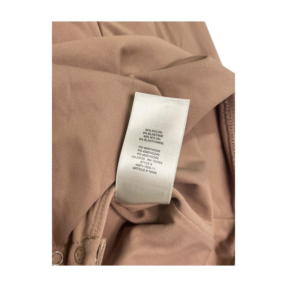 Aritzia Babaton Bodysuit Top Womens Medium Brown Mock Neck Long Sleeve Stretch - Picture 4 of 11